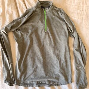 Nike Gray Dri-FIT Top with Green Zipper
